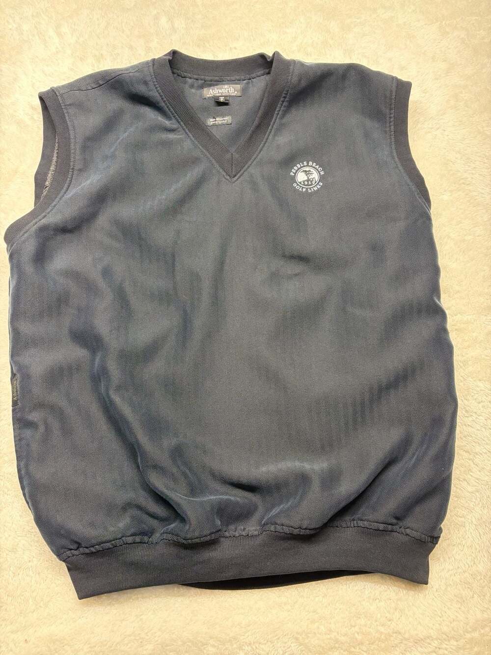 Vintage Ashworth Weather Systems Pebble Beach Golf Links V-Neck Wind Vest Large